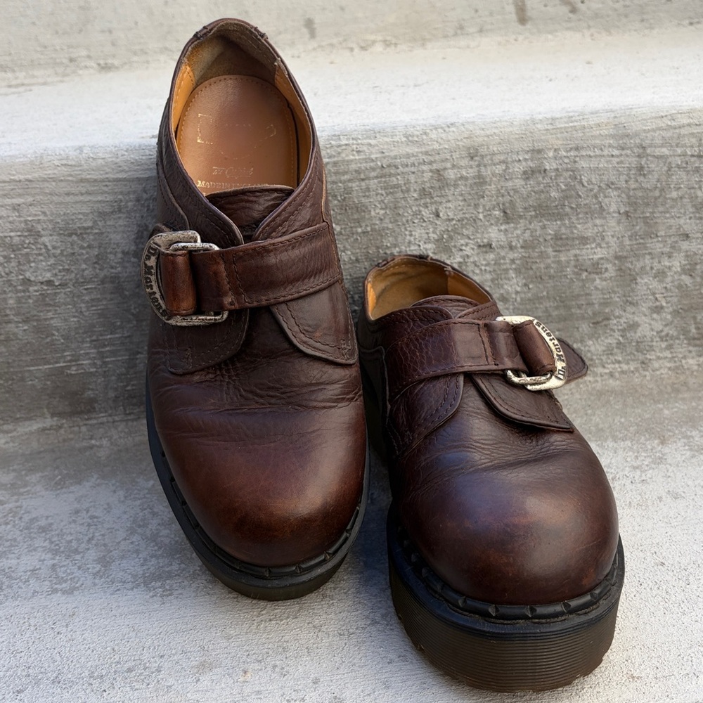 Vintage Dr Martens  Brown Leather Monk Strap Buckle MIE UK size 8/US Ladies 10